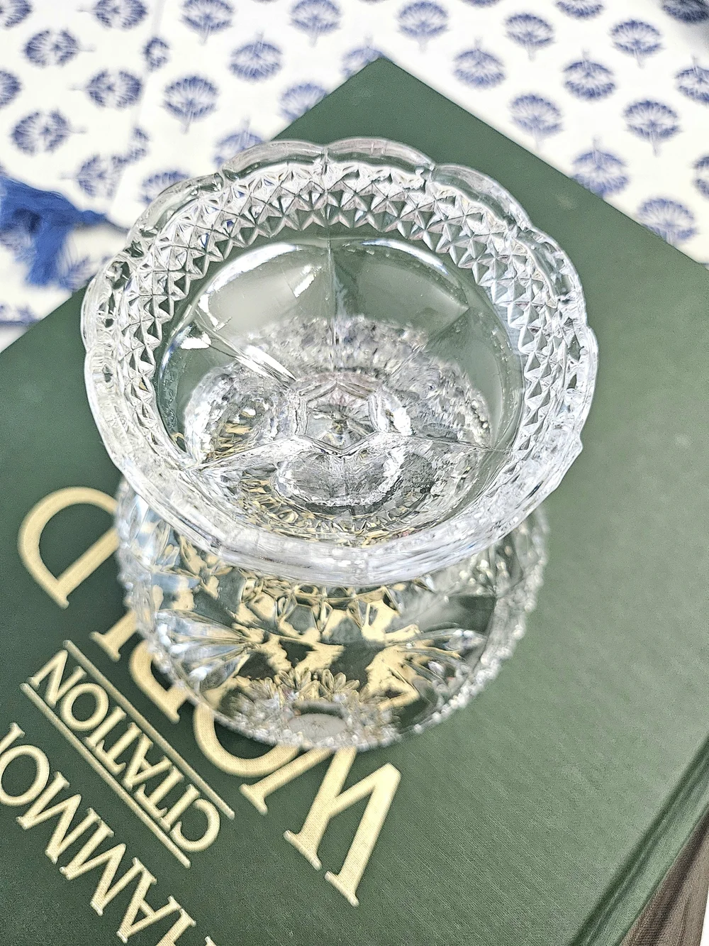 VINTAGE Pressed Crystal Glass Pedestal Candy Dish Sawtooth Rim Compote Bowl